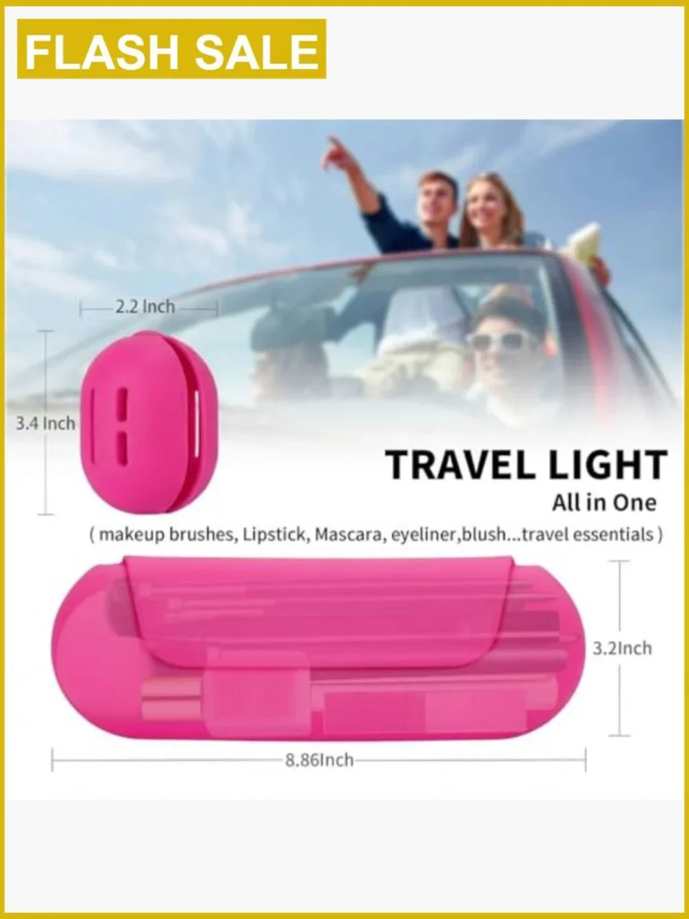 2-in-1 Silicone Makeup Brush Holder with Magnetic Closure, Travel Cosmetic Case